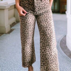 Leopard Print Wide-Leg Pants